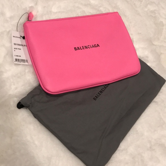 Balenciaga Handbags - Balenciaga Hot Pink Leather Pouch, NWT